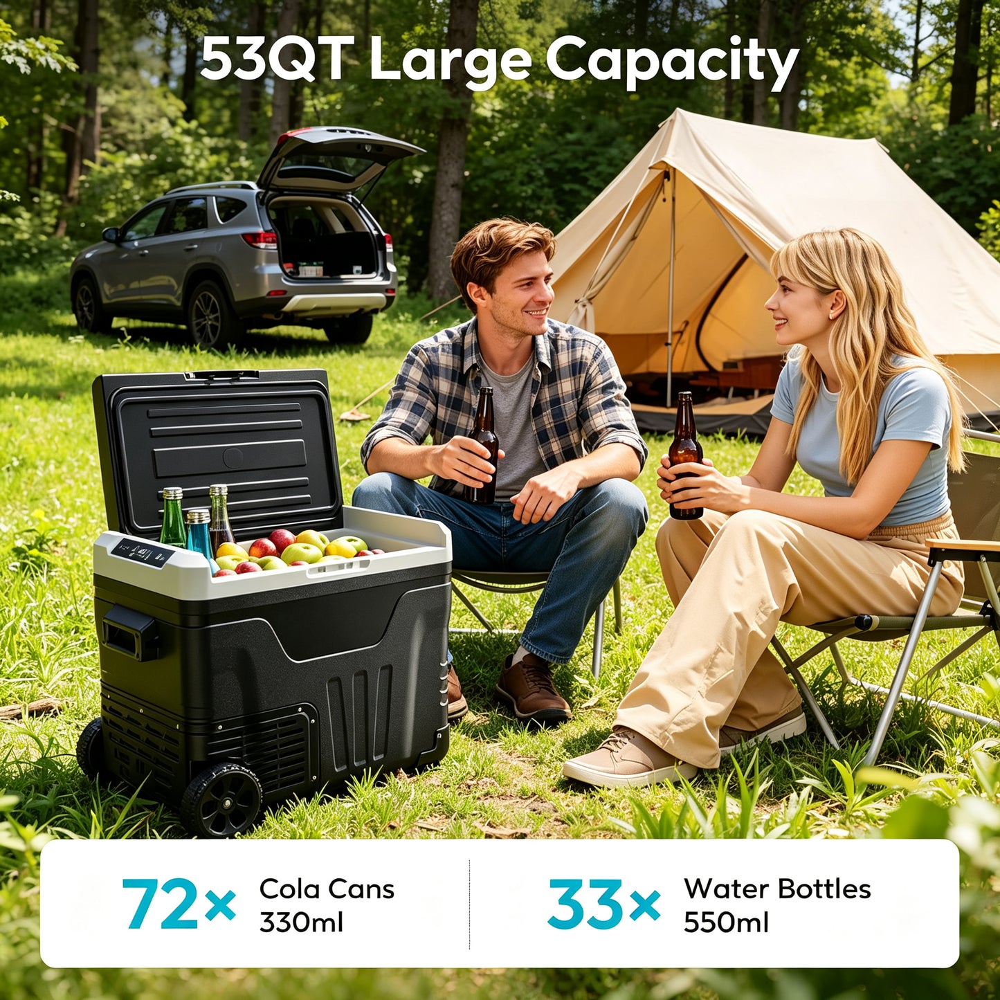 EverChill 53QT Dual-Zone Fridge + FREE 100W Solar Panel
