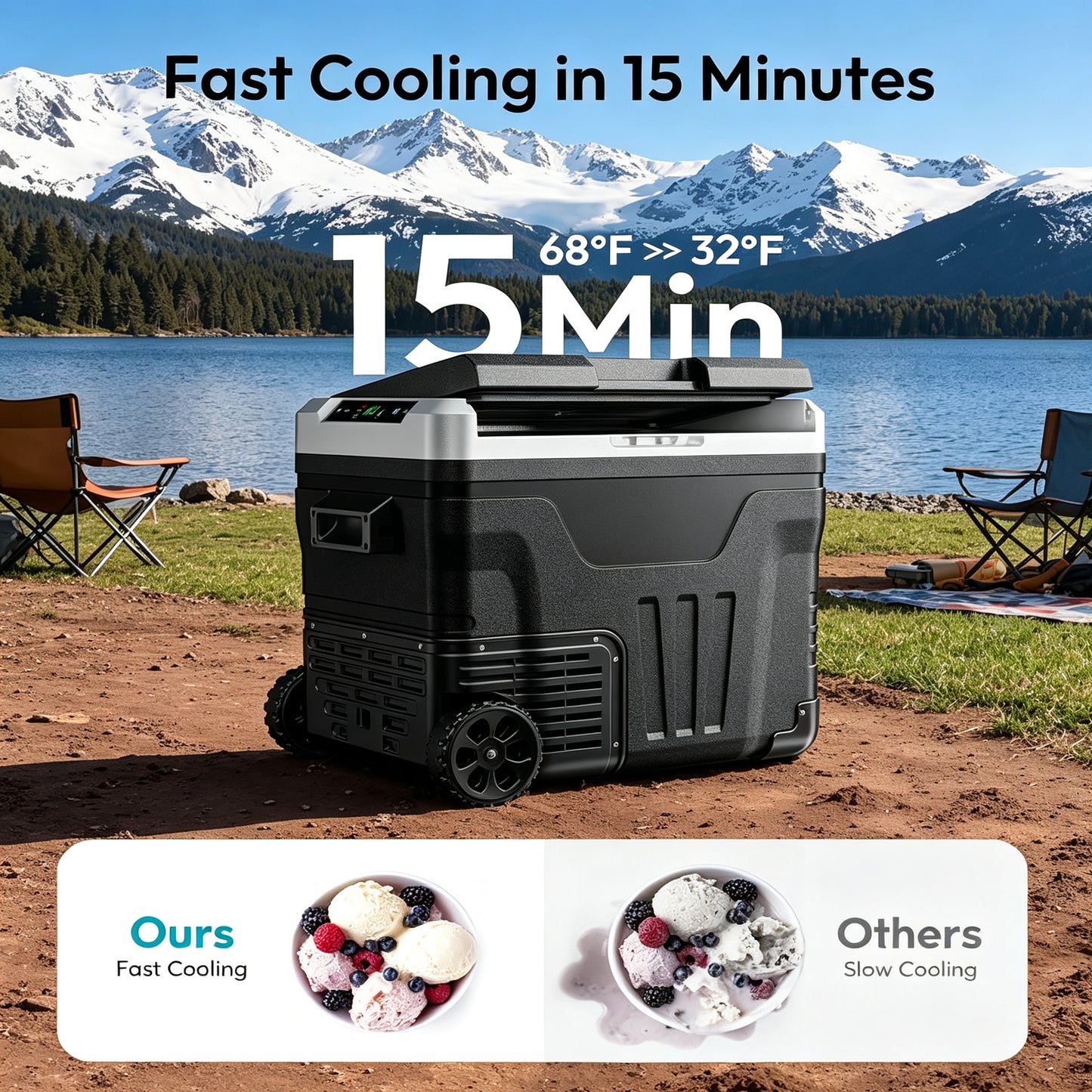 EverChill 53QT Dual-Zone Fridge + FREE 100W Solar Panel