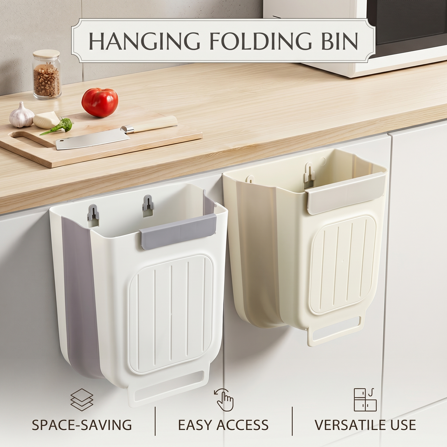 Folding Over-the-Door Kitchen Waste Bin